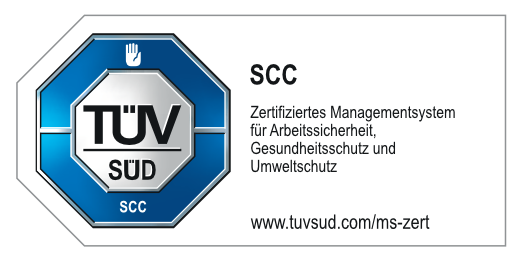 TÜV SÜD SCC Zertifiziertes Managementsystem für Arbeitssicherheit, Gesundheitsschutz und Umweltschutz